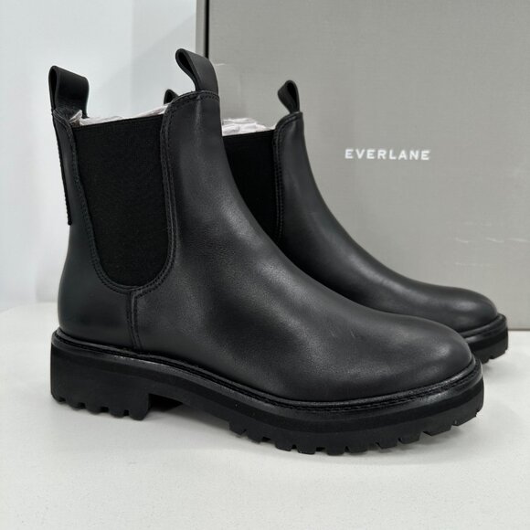 Everlane The Lug Chelsea Boot in Black sz 7.5 Women's Leather Ankle Chunky Sole* - Picture 1 of 7
